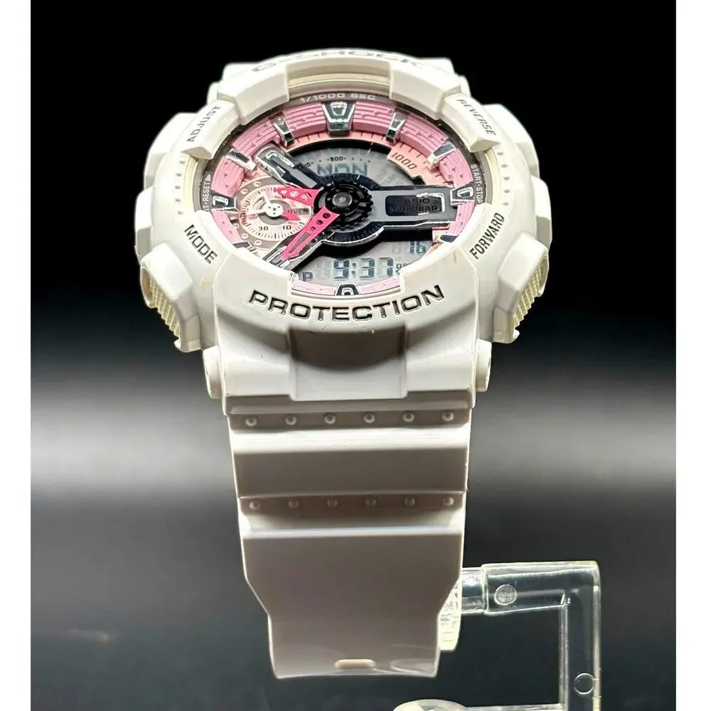 Casio G-Shock GMA-S110MP-7A S-Series White Pink Analog Digital Watch